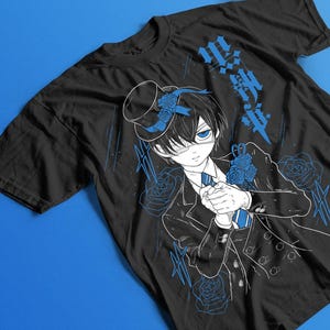Black Butler T-Shirt, Ciel Phantomhive Sebastian Michaelis Tee, Anime Gift Shirt