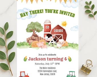 Barnyard Birthday Invitation | Farm Animal Party Invite