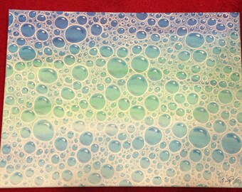 Hand Painted Bubble Acrylic Painting: 18x24 Contemporary Canvas Art