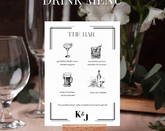 Vowline Bar Engagement Party Menu Template - Signature Drink Parties Simple Printable Custom Cocktail the Bar Drinks Sign