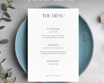 Black & White Wedding Food Menu – Printable, Editable, Custom, Personalized, Minimalist Let's Eat DIY Food Menu