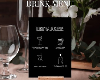 Bold Wedding Bar Menu | His And Hers Drinks Sign | Bride Groom Signature Cocktail Drink