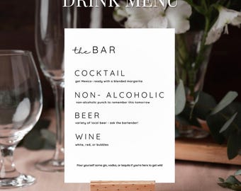 Clean Slate Birthday Bar Menu – Printable, Editable Canva for Parties Signature Cocktail Drink Bar Lemonade Sign