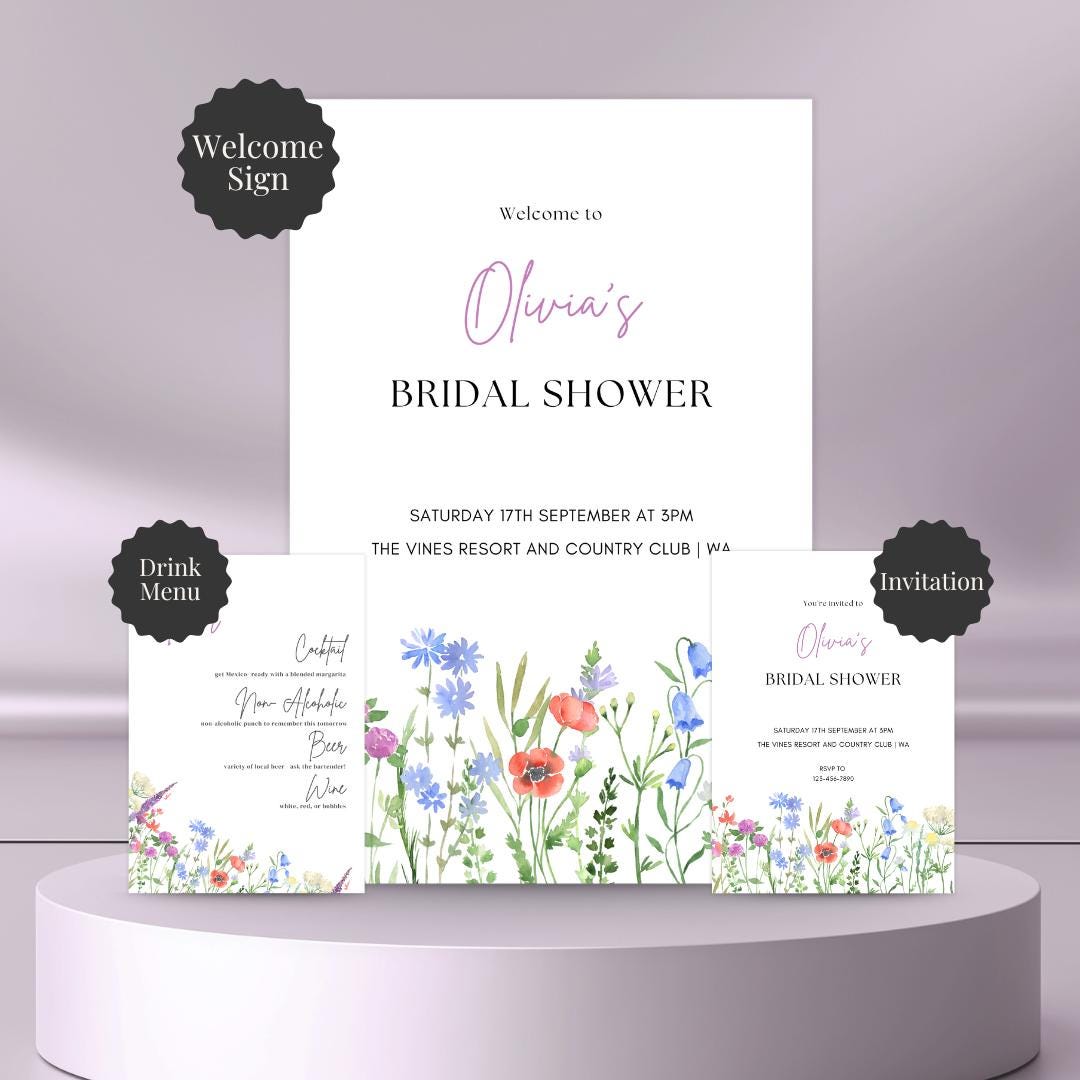 Whimsy Prom Invite Wildflower Whimsy Design Bundle | Bridal Shower Invite | Engagement ...