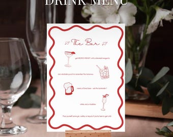 Cupid Bar Engagement Party Menu Template - Signature Drink Parties Simple Printable Custom Cocktail the Bar Drinks Sign