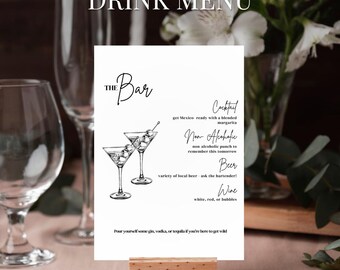 Midnight Toast Birthday Bar Menu – Printable, Editable Canva for Parties Signature Cocktail Drink Bar Lemonade Sign