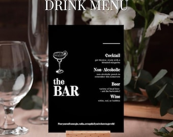 Noir Wedding Bar Menu | His and Hers Drinks Sign | Bride Groom Signature Cocktail Drink