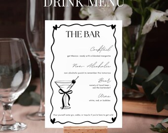 Tied with Love Bridal Shower Bar Menu – Let's Drink Cocktail Party Signature From Miss to Mrs.