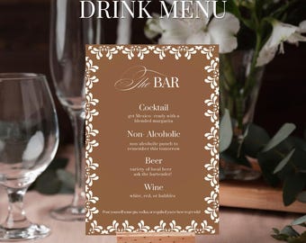 Maple Charm Wedding Bar Menu | His and Hers Drinks Sign | Bride Groom Signature Cocktail Drink