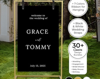 Gold Metal Wedding Sign Stand - Welcome Sign Holder - Freestanding Event Display - Floor Seating Chart Stand - 50" x 30" Customizable Frame