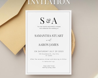 Invitación de boda clásica/Sitio web de boda en línea para invitados/Digital con página RSVP y temporizador de cuenta regresiva