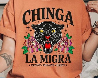 Camiseta Chinga La Migra con colores cómodos, camiseta de justicia social, regalo para inmigrantes, camiseta de protesta latina