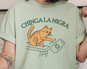 Abolish ICE Tee, Soft Comfort Colors Pro Immigration Cat Shirt