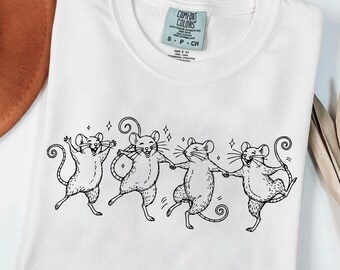 Weirdcore Dancing Rats T-Shirt, Cottagecore Style Comfort Colors® Shirt for Men & Women