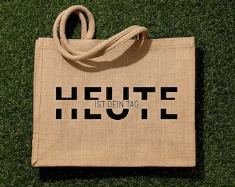 Personalized jute bags - Jute bag with individual name / monogram beach / shopping bag