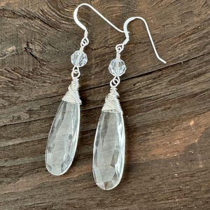 Crystal quartz earrings, clear crystal earrings
