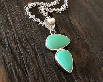 Chrysoprase necklace, sterling silver chrysoprase necklace