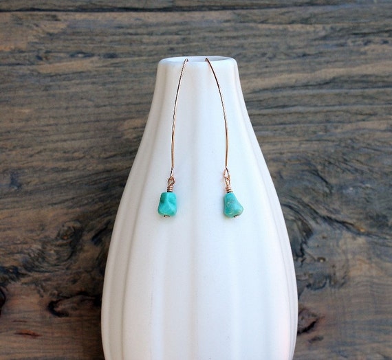 Rose gold earrings with turquoise, December birthstone