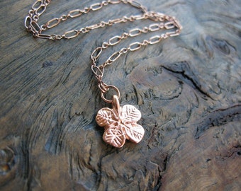 Rose gold necklace, four leaf clover, lucky charm, rose gold jewellery