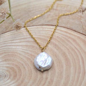 Freshwater Pearl Circular/ Oval Shape Cable Chain Necklace 18k Gold PVD Stainless Steel Necklace Waterproof