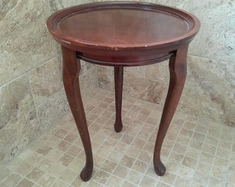 Vintage Mahogany Wine Table 3 Queen Anne Style Legs