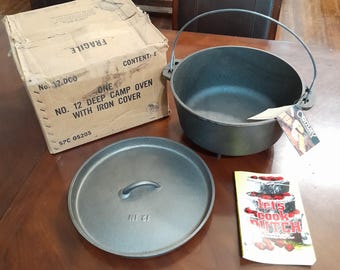 NOS Vintage BSR Century Series No. 12 Deep Camp Dutch Oven w/Box & Tags 1979-80