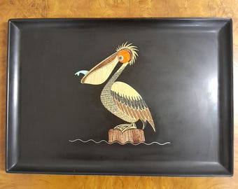 Vintage Couroc Monterey Pelican Serving Tray 15.5" x 10.5"