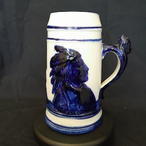 RARE Antique Authentic Weir Pottery Co Old Sleepy Eye Flemish Stein 7.75"