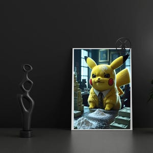 Arte mural de ratón eléctrico gánster | Póster de estilo anime oscuro | Descarga digital imprimible inspirada en películas para gamers y fans