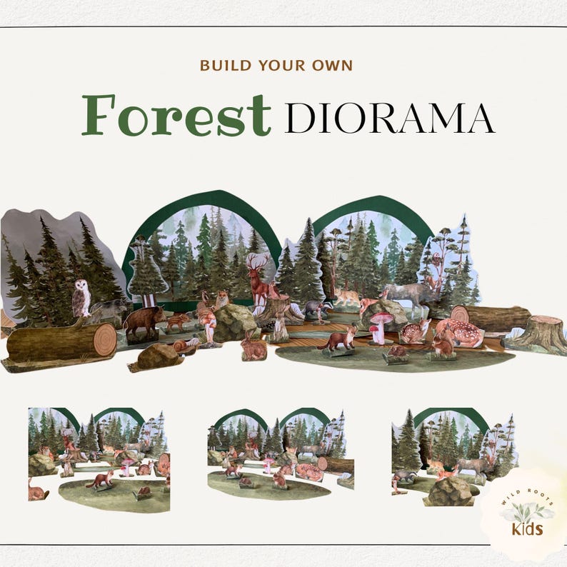 Printable Woodland Animal Diorama Kit, DIY Forest Scene, Build Your Own ...