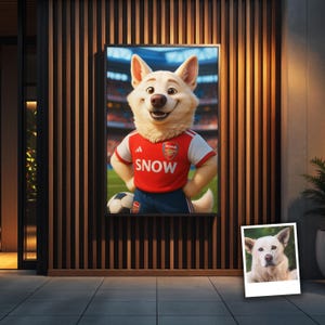 Custom Football Pet Portrait: Team Jersey Cartoon Art (Digital Download