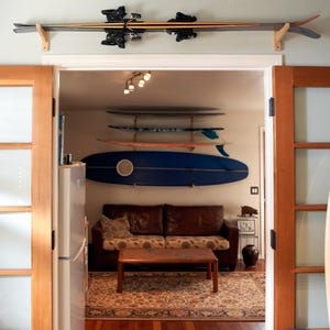 Bamboo Ski Wall Mount Rack: Horizontal Ski Storage Organizer