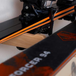 Bamboo Double Ski Wall Mount Rack: Horizontal Ski Storage Organizer