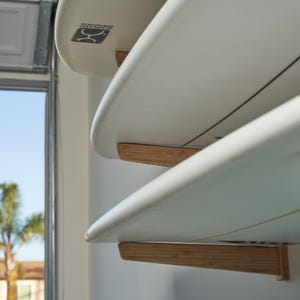 Bamboo Surfboard Wall Rack: Triple Board Storage & Display