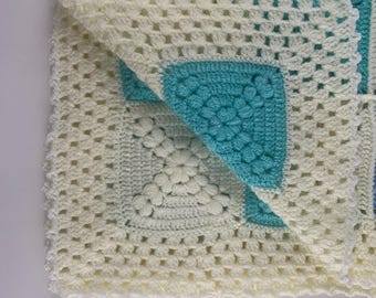 Handmade Crochet Granny Square Baby Blanket: Pastel Cotton Afghan