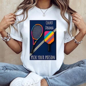 Racket Court Drama Tee, Tennis Shirt, Pickleball Shirt Motivation Tee, Stylish Unisex T-Shirt for Players, Gift for Tennis Players