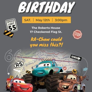 Cars Birthday Invitation • Race Car Party Invite • Lightning McQueen Theme • Digital Download for Boys • Cars • Edit Yourself On Corjl