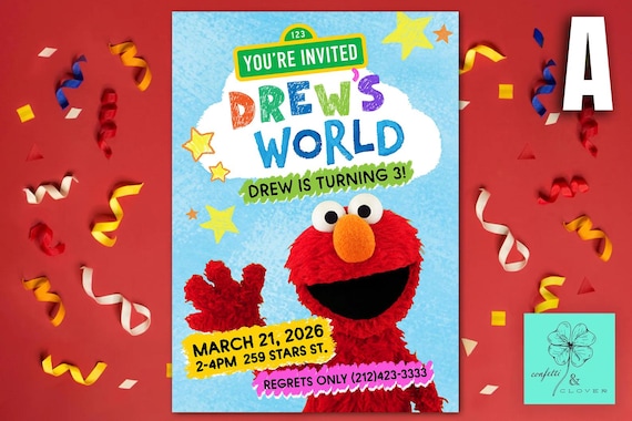 Elmo Birthday Invitation | Sesame Street Invite (Digital Download)