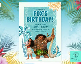 Moana Birthday Invitation: Luau Party, Ocean Theme (Instant Download, Edit on Corjl)