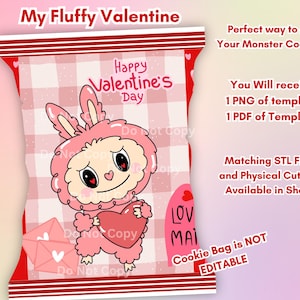 Fluffy Valentine Cookie and Chip Bag Template