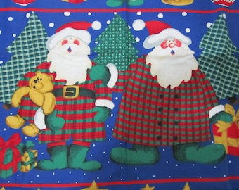 JOLLY SANTA CHRISTMAS Cotton Fabric Panel by Susan Jill Hall for Spring Industries 34" x 43"