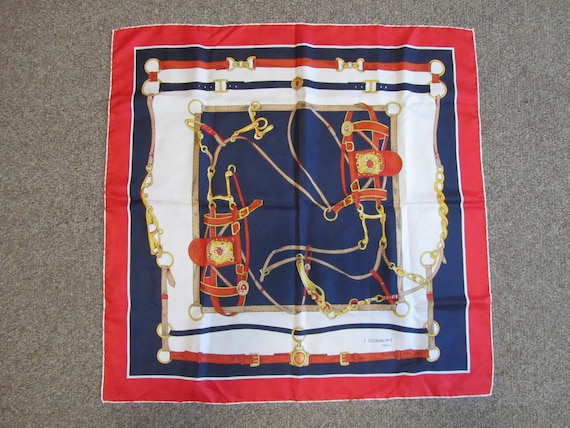 VINTAGE AUTHENTIC J. D'ORMONT Paris Scarf Royal E… - image 1