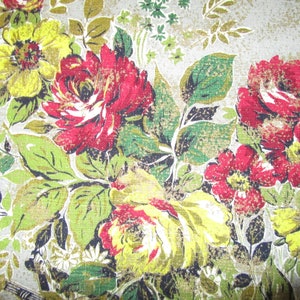 BARKCLOTH ECHT 1950 Vintage Baumwollstoff Gold Metallic Floral Print 166 "X 42" Breit