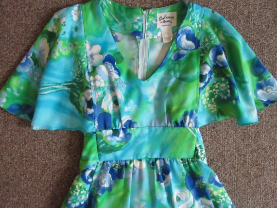 VINTAGE SUN FASHiONS of HAWAII Blue Green Dress 1… - image 1