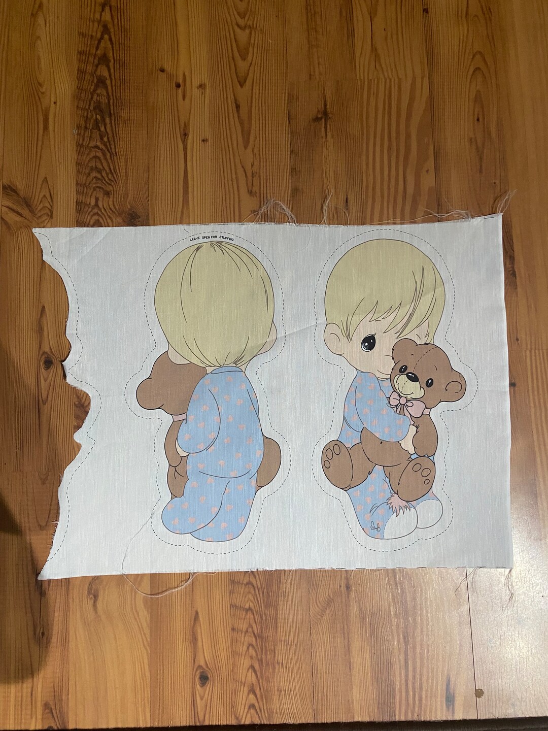 PRECIOUS MOMENTS BOY and Teddy Bear Cut and Sew Fabric to Make Stuffed ...
