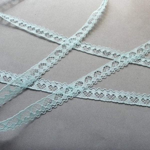 9/16" LIGHT BLUE LACE Trim With Heart Design Pastel Baby Blue Sold by the yard bty High Quality for Sewing and Scrapbooking