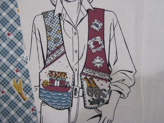 Vtg Daisy Kingdom Vest Fabric Panels Lot of 2 Easy Sew Alphabears Noahs Ark 8-18 
