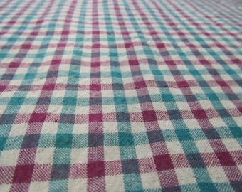 HOMESPUN Borgogna e Pino Verde su Tan Cotton Fabric 1/2 yard X 44"