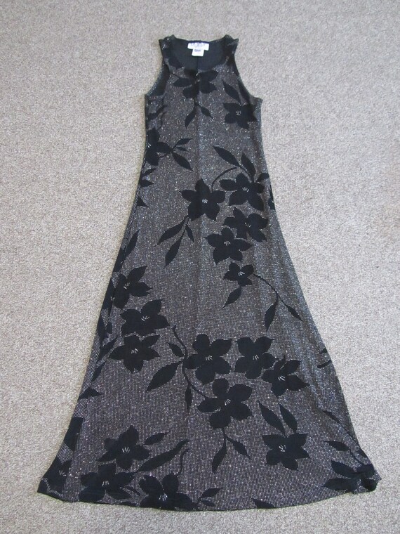 BLACK SPARKLY FLORAL Long Dress by LaBelle Slinky… - image 1