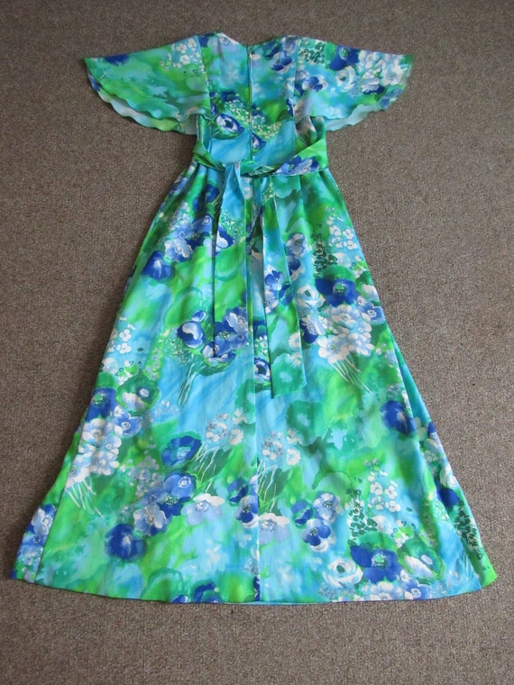 VINTAGE SUN FASHiONS of HAWAII Blue Green Dress 1… - image 4